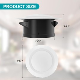 HG Power 8 Inch Soffit Vent, Adjustable Air Vent Cover, ABS Round Ceiling Vent Covers for Living Room, Attic, Bathroom, Kitchen, Ventilation Use, White - Opening Size 7.32"