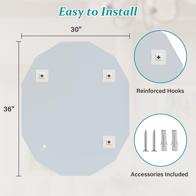 Pregaspor Single Beveled Edge Bathroom Vanity Mirror, 30" x 36"