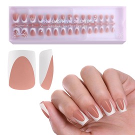 Jsiallye Brown Deep French Tip Press On Nails, 150Pcs Short Square 4 in 1 Nail Tips, Pre-shaped False Nails,Acrylic Soft Gel Nail Tips,No Need to File Fake Nails for Nail Art DIY