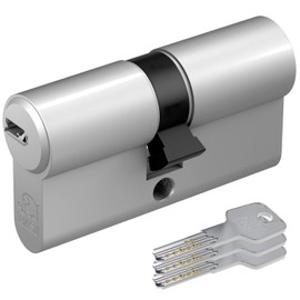 BASI BM Euro Profile Cylinder Lock - EF 30/30 with 3 Keys - Matt Nickel Plated