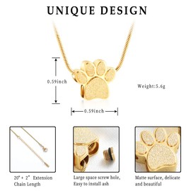 Stainless Steel Double Paw Print Urn Pendant Memorial Ash Keepsake Cremation Jewelry