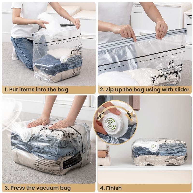 TAILI Cube Travel Vacuum Storage Bags 4 Pack, Medium Size