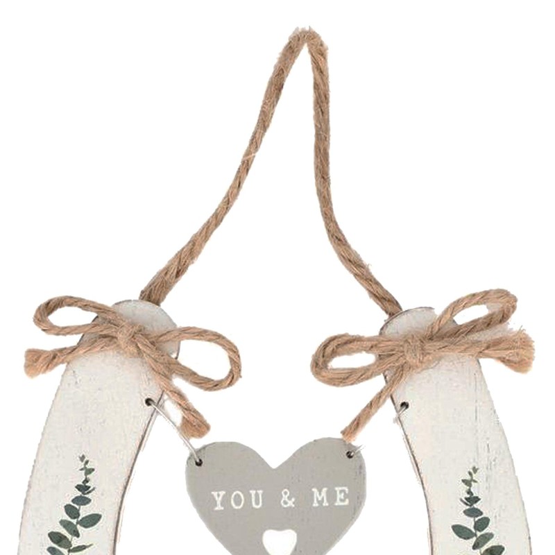 'Just Married' Wedding Horseshoe White with Hanging Heart