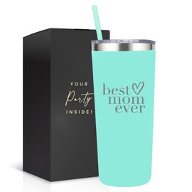Best Mom Ever Gifts Tumbler - Stainless Steel 22 Oz Mint Green Best Mom Tumbler with Straw and Lid - Ideal Mothers Day Gift, Coffee & Water Bottle for New Moms - Best Mom Cup Present