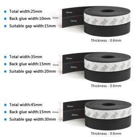 TAROSE Weather Stripping, 33 Feet Weather Stripping Door Seal Door Draft Stopper Shower Door Seal Strip Window Seal, Adhesive Silicone Tape (Black, 45MM)