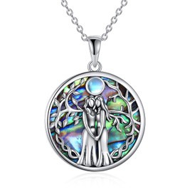 VONALA Sterling Silver Sister Necklace for Women Abalone Shell Pendant Jewellery Birthday Gifts for Best Friends Forever