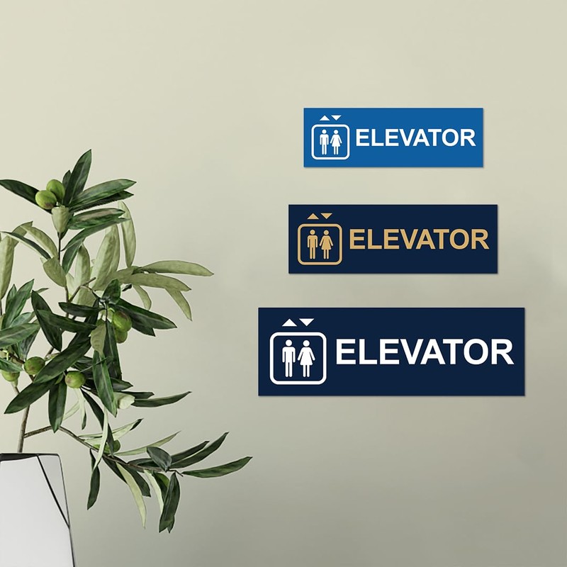 Basic Elevator Sign (Brushed Silver) - Large - (5 Pack)
