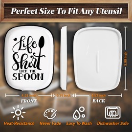 ANATTASOUL Spoon Rest for Stove Top, Printed Kitchen Ceramic Spoon Holder for Kitchen Counter, Modern Farmhouse Decor Accessories for Spatula, Spoons or Tongs