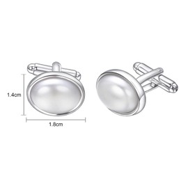 RunootPR White Pearl Cufflinks for Men Silver Daily Business Cuffs Wedding Party Jewelry Gift