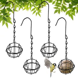Fat Ball Holder, Pack of 4 Bird Feeder, Metal Fat Ball Holder, Bird Feeder for Hanging Fat Balls Without Net, Fat Rings, Wild Birds Garden