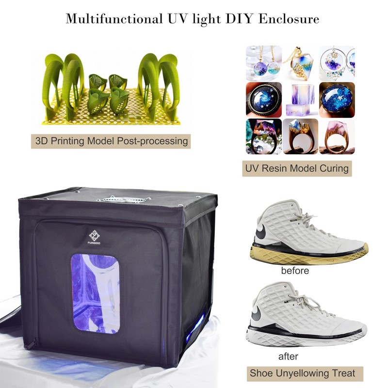 FUNGDO UV Light Curing Box Curing Enclosure 400(L)380(W)*400(H) mm Large