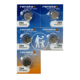 Renata Watch Battery Swiss Made Renata 394 or SR936SW Or AG9 1.5V (5 Batteries, SR 936 SW)