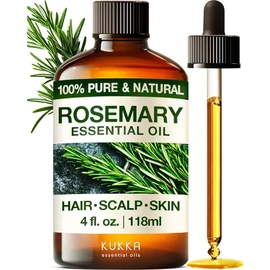 Kukka Rosemary Oil for Hair - 4 Fl Oz - 100% Pure Natural Rosemary Essential Oil - A Great Addition for Shampoo & Scalp Treatments - Made for Hair Care, Skin, Diffusers, Aromatherapy & DIY Soap Making