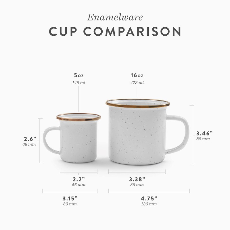 BAREBONES Enamel Cup, Set of 2, Enamel Cup, Charcoal