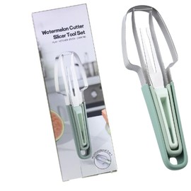 3-in-1 Watermelon Stainless Steel Cutter Tool consisting of Slicer, Popsicle Cutter, and Fork