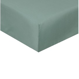 Sleepdown Fitted Sheet Super Soft Cosy Easy Care Polycotton Bed Linen Luxury Bedding Bedsheet 25 cm Deep Non Iron - Sage Green - Super King