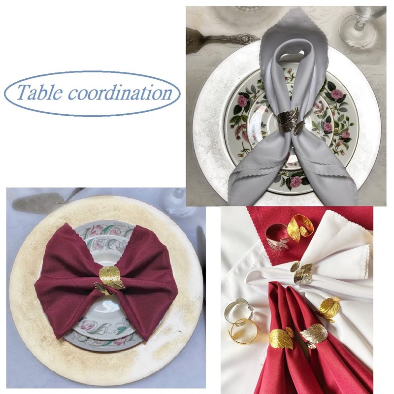 Milkcat Gold Napkin Rings Set of 6 Leaf Design Dinner