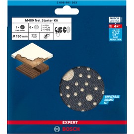 Bosch 7x EXPERT M480 Starter Kits (for Paint on wood, Hardwood, Ø 150 mm, Grit 2x80, 2x120, 2x180, Professional Accessory Random Orbital Sander, Orbital Sander)