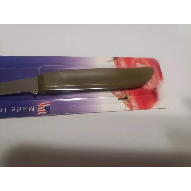 Pampered Chef Quikut Paring Knife Olive Green Handle 2.5" Blade