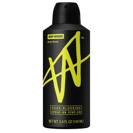 W By Jake Paul Body Spray for Men, Odor Blocking, Body Deodorant, Long Lasting Protection, Deep Woods, 3.4 fl oz