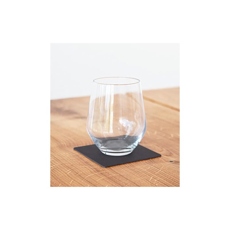 Lind DNA Square Nupo Glass Mats, Leather, Black, 2-Piece