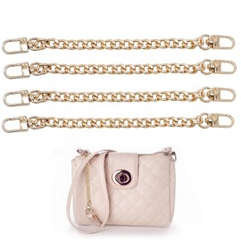 YHSKJCD 4 Pcs Bag Strap Extender, Purse Extender Chain, 21cm Golden Aluminum Flat Chain Straps for Crossbody Bags Handbags Clutches Handles