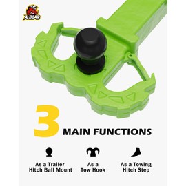 A-BOAR Tow Hitch Step for 2" Receiver, Trailer Hitch Hooks with 2in Ball Mount and Trailer Hitch Pin, Drop Forged Steel Truck Hitch Step, 14 Ton (30000 Lbs) Max Break Strength Tow Hitch Step, Green
