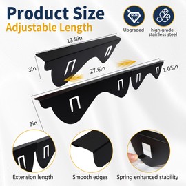 Stove Gap Covers Stainless Steel, Heat Resistant Gap Filler, Adjustable 13.8” to 27.6” Length, 1.05” Wide, Range Trim Kit - KIGJU Side Gap Guards for Stovetop, Kitchen Counter & Oven (Black 4 Pack)