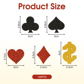 Pack of 100 Casino Poker Confetti Poker Accessories, Casino Theme Party Confetti Poker, Las Vegas Game Night Supplies Vegas, Wedding & Carnival Games (Mixed Shape)