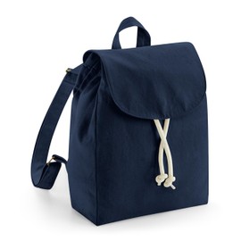 noTrash2003 Small City Backpack Made of 340 g Heavy Canvas Organic Cotton with Drawstring Closure and Press Stud in 5 Colours 22 x 30 x 12 cm 5 Litre Volume, navy