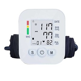 Esfigmomanómetro Arm Home, Alimentado por USB, presurización Completamente automática, Pantalla Grande, transmisión de Voz, Monitor de presión Arterial multifunción (Blanco)