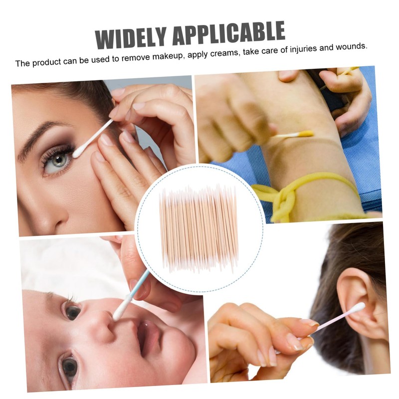 Ciieeo 2Pcs Double Pointed Cotton Swabs Precision Makeup Applicators for