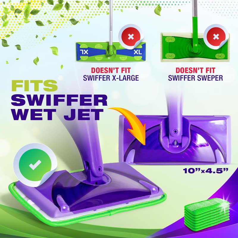 VanDuck Reusable Mop Pads Compatible with Swiffer WetJet (2 Pack)