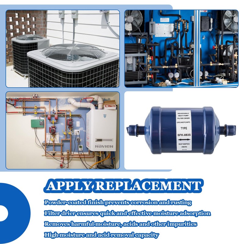 BOJACK Refrigerant Filter Drier Bi-Flow Liquid Line SFK-083S 3/8" Sweat