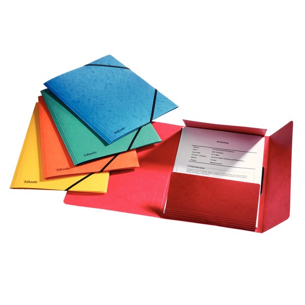 Esselte Rainbow 3-Flap Folder, A4, Assorted Colours, Pack of 5, 15523