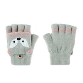 Kids Double Layer Knitted Warmer Gloves Plush Hanging Neck Mitten with Rope Toddler Winter Full Finger Wrist Glove Children Hand Warmer Outdoor Thermal Mitten Girls Boys Xmas Gifts for 1-4 Years Old