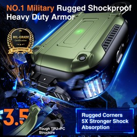 Chicfun Armour Lock for AirPods Pro 2nd Generation Case with Secure Lock & Keychain, Compatible with MagSafe [360° Heavy Duty Protective] AirPods Pro Case 2nd/1st Protective Locking Cover Alp Green