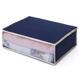 Astro 177-28 Navy Blanket Storage Bag, Storage Case, Blanket, Light Bedding, Clothing, Storage Box, Towel Blanket, Thin Comforter, Breathable Non-Woven Fabric, Prevents Dust, Visible Contents, Foldable,