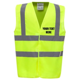Ridercam Horses Slow Down - Horse Riding Equestrian Premium Yellow Hi Vis Safety Vest Reflective Waistcoat Road Safety High Visibility, Can Personalise. (Yellow, 4XL)