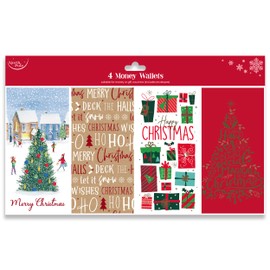 Eurowrap North Pole Christmas Xmas Money Cash Gift Wallets & Envelopes, Contemporary - Pack of 4 (X34250MWX)