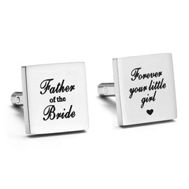 Melix Home Father of The Bride, Forever Your Little Girl Stainless Steel Cuff Links Gift for Dad from Daughter Son (White)