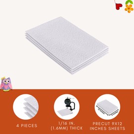 FabricLA Acrylic Felt Fabric Sheets for Crafts | Precut 9" X 12" Inch (20 cm X 30 cm) Felt Squares | Felt Fabric Sheets for DIY Crafts, Hobby, Costume, and Decoration |White, 4 Pieces