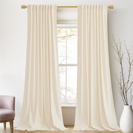 StangH Cream White Velvet Curtains 96 inches Long for Nursery Kids Room, Thick Soft Light Reducing Privacy Protect Window Drapes for Living Dining Room/Hotel/Hall, W52 x L96, 2 Panels