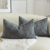 Mandioo Pack of 2 Solid Decorative Soft Chenille Dark Gray