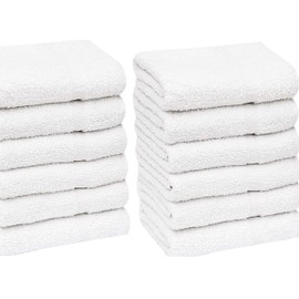 Towels N More 6 Pack White Bath Towel (24x48 Inch) Cotton Blend Extra Absorbent Easy Care-Home, spa, Resort, Hotels/Motels, Gym use (6)