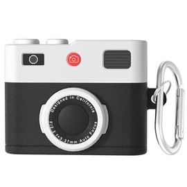 Funda para Airpods 4 generacion Case 2024 Uso Rudo Carcasa Diseño de cámaras Vintage con Llavero Compatible con Carga Inalámbrica XJ (Negro)