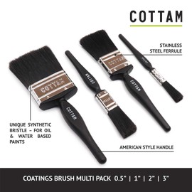 COTTAM Paint Brush Set | 0.5, 1, 2 & 3 Inch Paint Brush Decorating Set | Decorating Brushes | Emulsion Paint Brush & Gloss Paint Brush