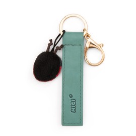 NICI Key Ring with Ladybird Design 10 cm Faux Leather Cord Green