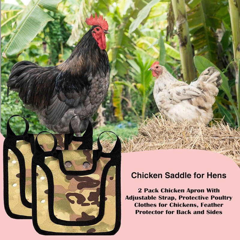 2 Pieces Premium Chicken Saddles with Stretchy Strap, Chicken Saddles