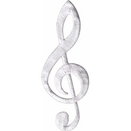 Treble Clef Iron-On Patch 7.3cm White